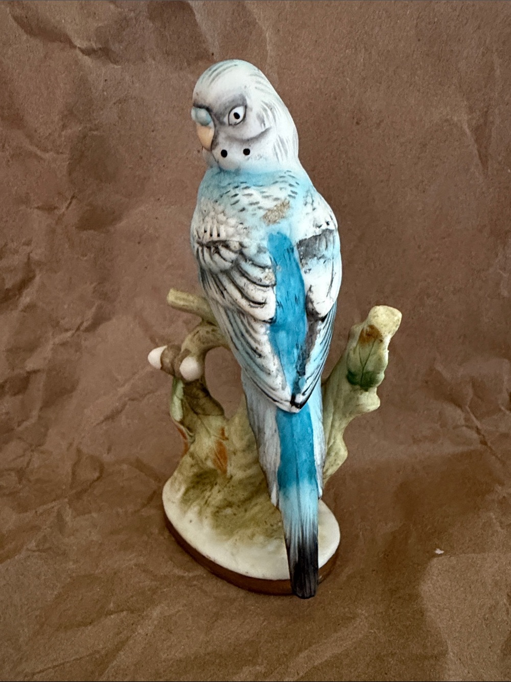 Decorative Lefton Blue and White Parakeet Figurine for Bird Lovers